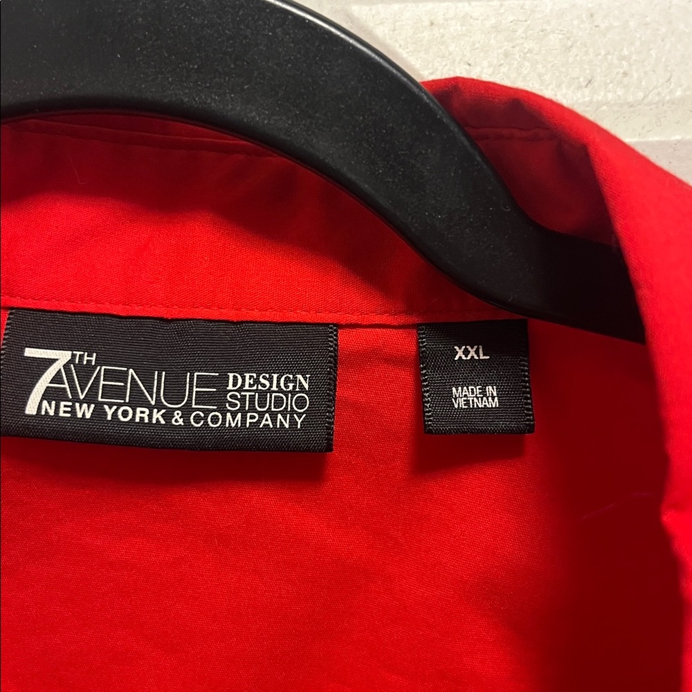 New York & Company Red Button Down Shirt - Picture 5 of 7